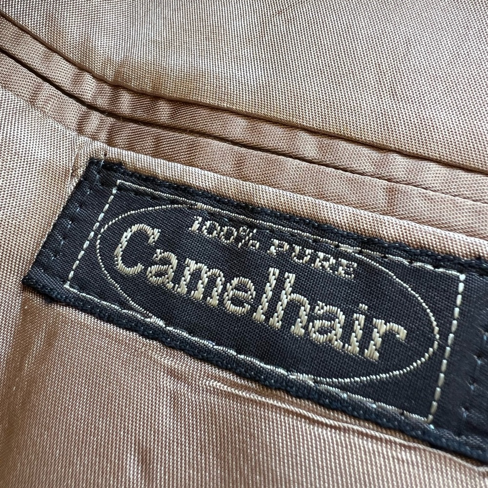 Vintage Mens 100%‎ Camelhair Sports Coat Blazer Leather Buttons Hanny's Arizona - Picture 9 of 9